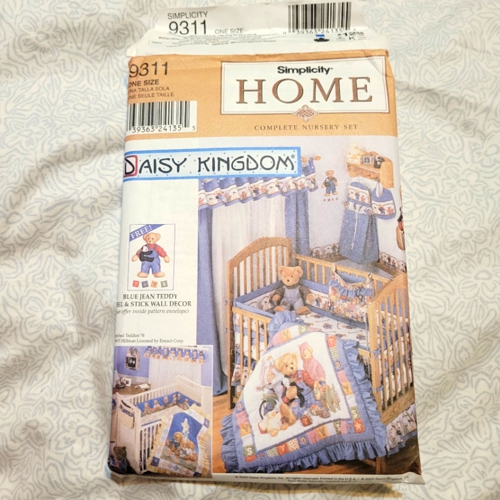 Simplicity 9311 Nursery Crib Set Sewing Pattern - Never Used